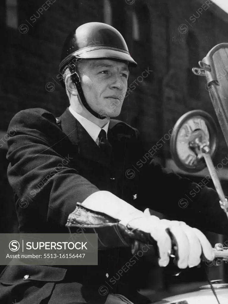 Motor-Cycle Police Test New Helmet Constable G. Crost demonstrates an American - type crash helmet which may be issued soon to all motor cycle patrolmen of the Victorian Police Force. The helmet can with-stand an impact equal to a 2000-lb. blow. If used here it would be painted white and carry the Victorian Police badge. November 1, 1955.