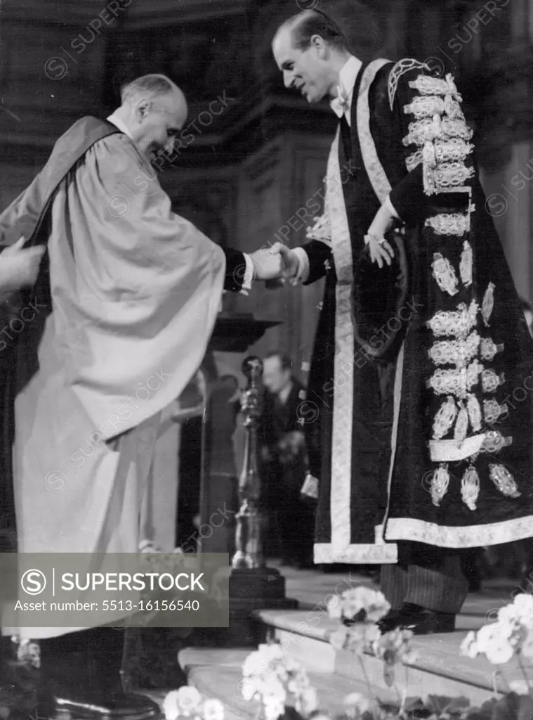 Duke of Edinburgh - Robes in. November 13, 1953. (Photo by Planet News Ltd.). 