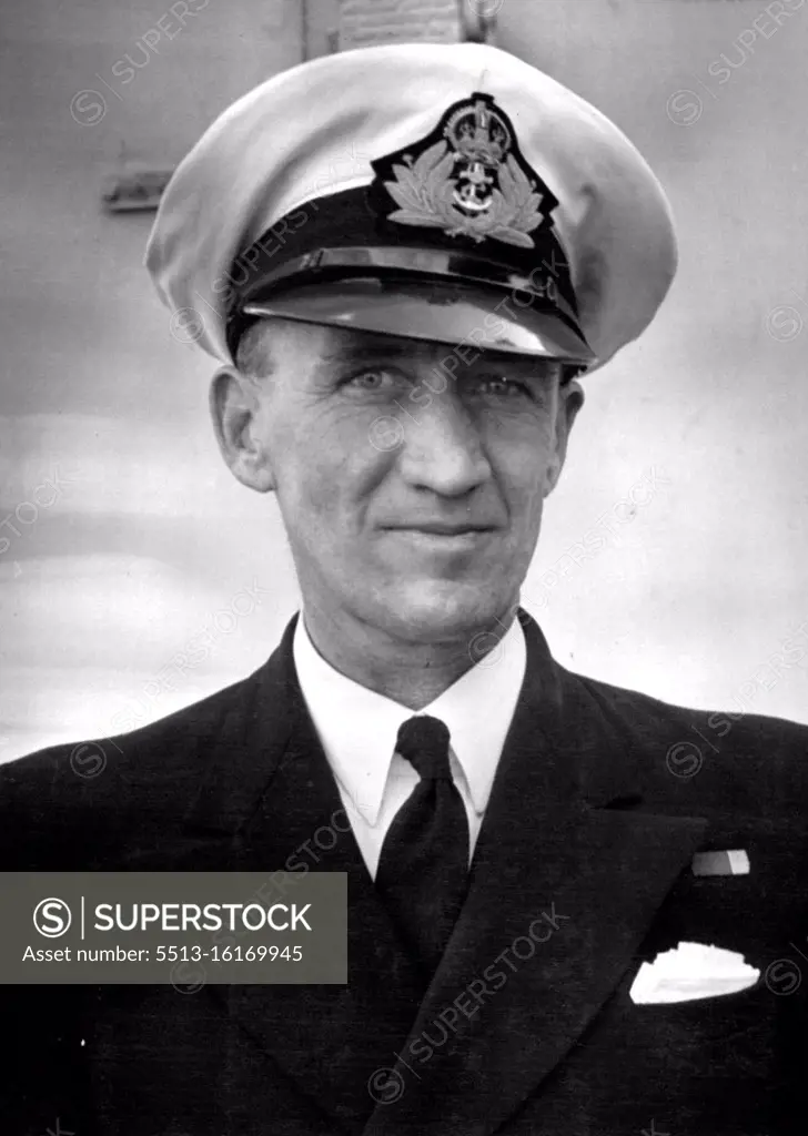 Block Lines-For Censor -- Lieut-Commander J. Plunkett-Cole, Commanding officer of HMAS Nepal destroyer, which was returned to Australia after serving with the Eastern Fleet in the Indian Ocean, steaming 95,000 miles. August 21, 1944. 