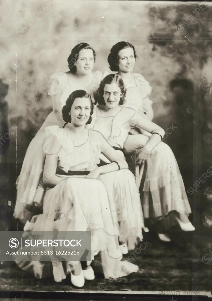 Quadruplets who look their university degree at same time. Oklahoma sisters said to be the only quadruplets in the United States. 18 year old. June 26, 1935.