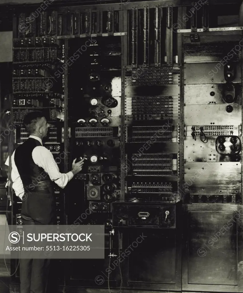 The control panel at 2BL at 96 Market Street where in 1932 the station occupied six offices. It had a small transmitter at Coogee. February 27, 1933.