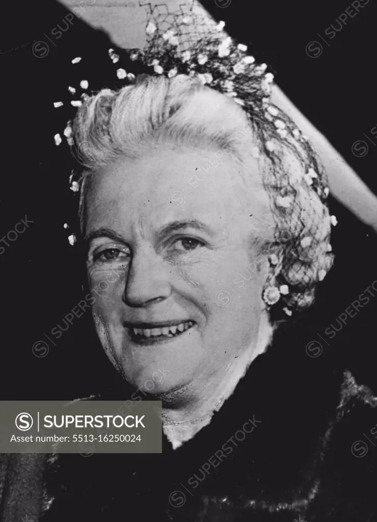 Lady Churchill Nee Clamentine, daughter of the late Sir Henry Hozier and Lady Blanche Hozier, daughter of 9th Earl of Airlie, she married Sir Winston Churchill, Britain's prime minister, in 1908; they have one son and three daughters. March 03, 1955. (Photo by Camera Press)