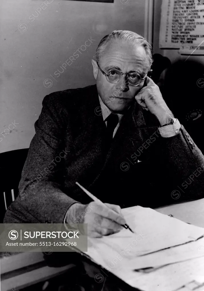 New Picture Of Basil Dean. A new and unpublished picture of Mr. Basil Dean, M.B.E., the prominent theatrical and film world figure, until recently director of National Service Entertainment. He was founder and director general of E.N.S.A. November 23, 1946. (Photo by Fox Photos).