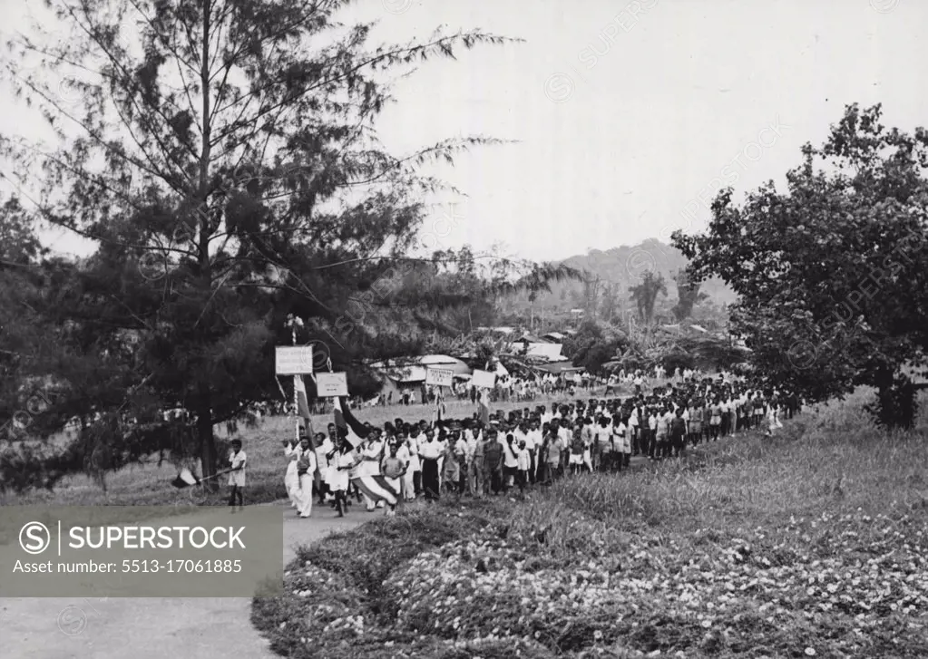 Thousands of Papuans demonstrated in Hollandia, Dutch New-Guinea when they heard the good news, that the Indian resolution was not accepted in the United Nations. January 19, 1955.