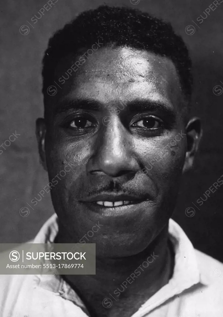 Forward Sivaniolo Naulago, one of the newcomers to Fiji's side for today's Rugby Union match at Manly. He weighs 15st 7lb. July 09, 1952.