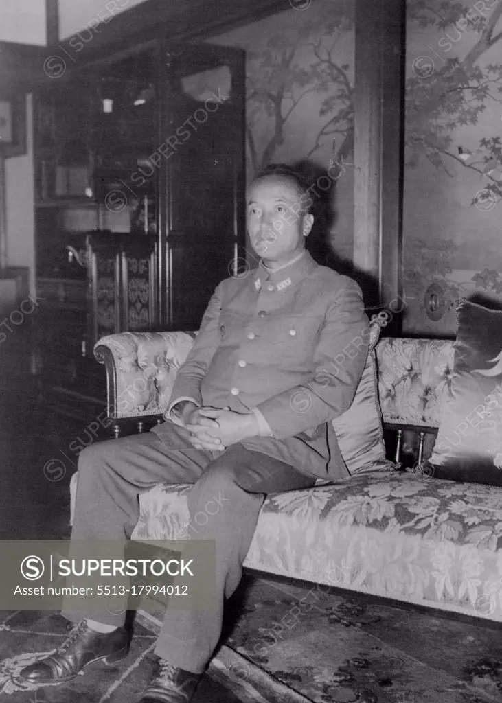 H.I.H. Prince Higashikuni -- On the occasion of the 1st anniversary of the Japanese entrance into *****, his imperial highness General Prince Yguhiko Higashikuni, seen in the picture, posed for Domei photo. The Highness was commander of a certain unit in Central China then. October 24, 1939. (Photo by The Domei News Photos Service).