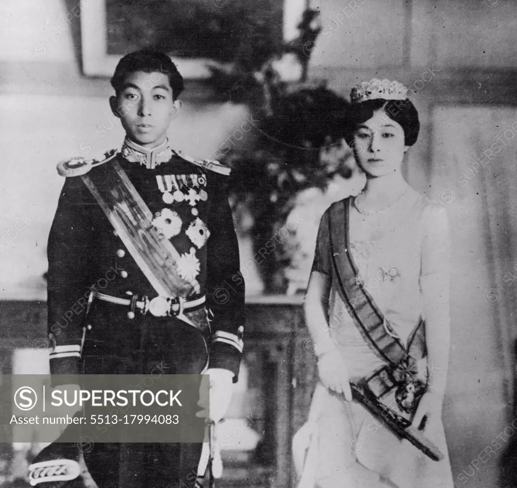 Japan's Royal Bridal Couple - In Western Attire -- His Royal highness Prince Nobushito Takamatsu, second brother of the Emperor of Japan, and his bride, Miss Kikuko Tokugawa, reveal that they are equally at home in the dress of the accident or of their own orient. They are shown here in Western attire following their marriage February 4th. February 25, 1930. (Photo by International Newsreel Photo).