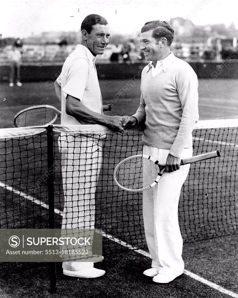 Southport Stages First All-Professional Tennis TournamentDan Maskell the Wimbledon professional (left) and Martin Plaa (France) who played in the first match of the tournament yesterday.A new departure in first class tennis was seen at Southport yesterday when a three-day international tournament in the North. September 28, 1934.