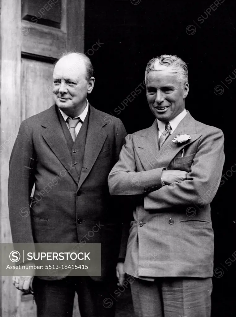 The Life Of Winston Churchill -- Mr. Charles Chaplin, the English-born Hollywood star actor, with Mr. Winston Churchill, his host during a London visit.Pictures illustrating some of the outstanding events in the life of the Prime Minister, Mr. Winston Churchill, who has been soldier, statesman and author in his long and varied career. February 26, 1952.