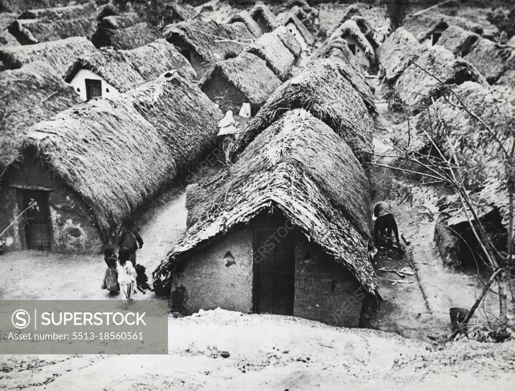 India - Bangalore -- Rows of houses of Untouchables. September 14, 1951. 