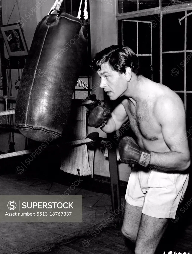 Ex-Guardsman Anthony Steel, whose next British film is The Planer's Wife, keeps in trim by working out at the gymnasium. December 12, 1952. (Photo by J. Arthur Rank Organisation Ltd.).