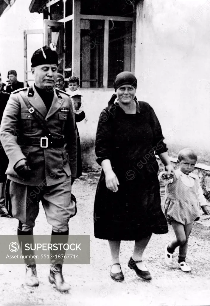 Benito Mussolini - With Wife & Family - Personalities. May 25, 1936.