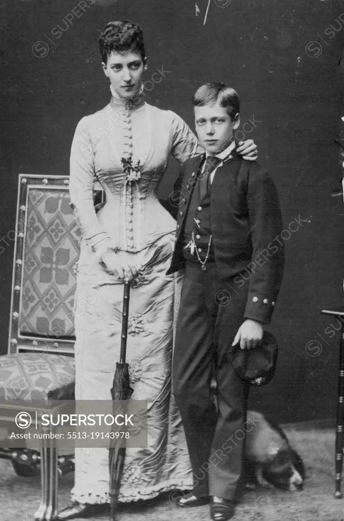 King George as a boy with his mother Queen Alexandra. May 3, 1935. (Photo by W. & D. Downey).