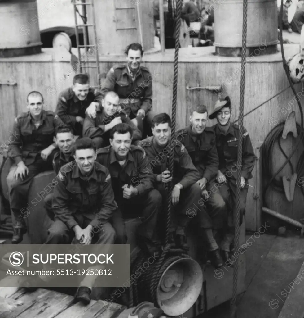 The Warriors. This squad of 11 diggers from all over Australia have formed themselves into a special gang. They call themselves the Warriors. Picture was taken on board the American ship Aiken Victory, while the Australians were, on their way to Korea. October 2, 1950.