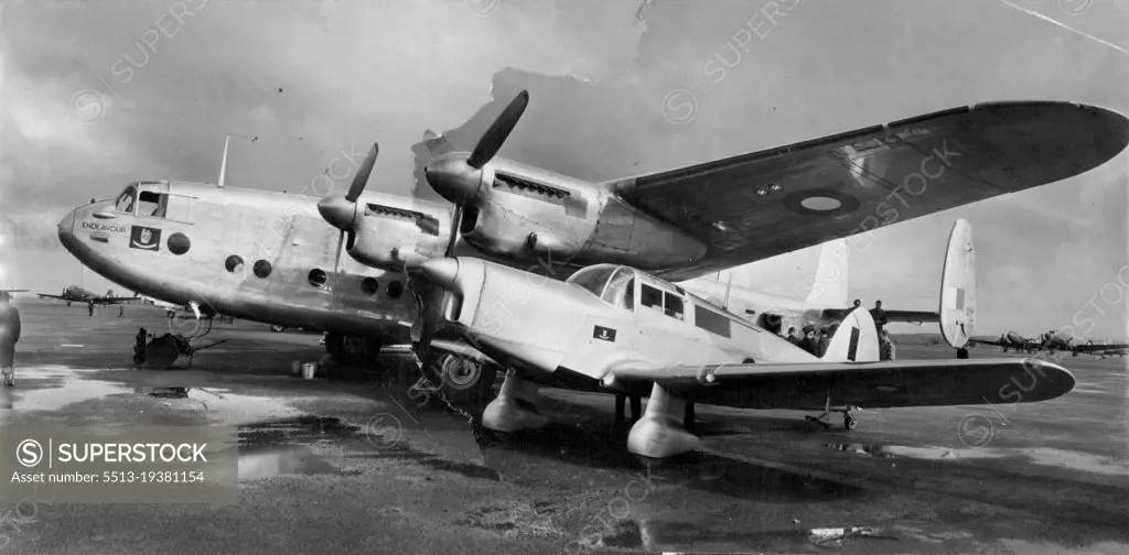 Duke of Gloucester aero York at Mascot, with small Procter management in foreground. July 10, 1945.