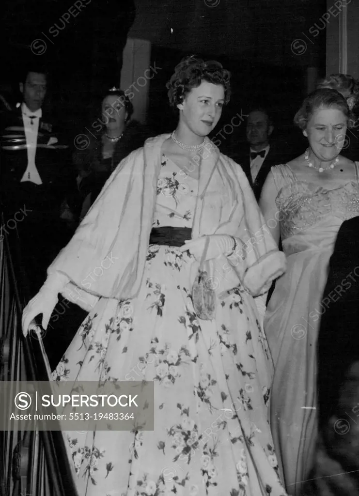 Princess Alexandra at the Ball - Smilingly confident in her new Hartnell gown, Princess Alexandra arrives at Grosvenor House this evening (Wednesday) to attend the Alexandra Rose Ball with her mother, the Duchess of Kent. This is the first big public ball that the young Princess had attended. June 02, 1954. (Photo by Reuterphotos).