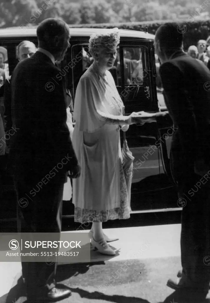 The Busiest Man At Wimbledon -- When Royalty attend the Championships, Colonel Macaulay receives them. He is seen (right) greeting H.M. Queen Mary. Busiest man at the All-England club at Wimbledon, London, is undoubtedly Colonel A.D.C. Macaulay, who is Secretary of the club. He almost has to accomplish the impossible task of being in more than place at the same time. one Competitors, spectators, ball boys, programmes, refreshments-Colonel Macsulay is is the organising genius behind the successful activity of the world's premier tennis tournament. June 27, 1947.