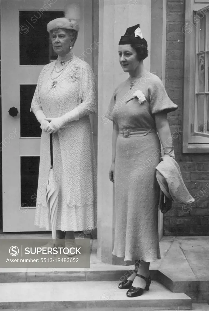 Queen Mary At Newnham College, Cambridge -- Queen Mary with Miss Elisabeth Scott, one of the architects. September 07, 1938.