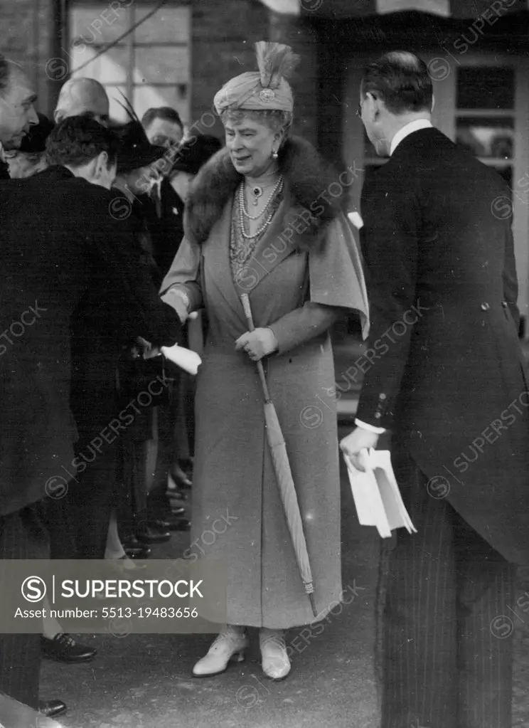 H.M. Queen Mary opens the new Albert Dock Hospital (Seaman's Hospital Society), at Alnwick road, London, E. Queen Mary greeting Mr. F.A. Lyon, Secretary of the Seaman's Hospital Society. October 21, 1938. (Photo by Sport & General Press Agency Limited).