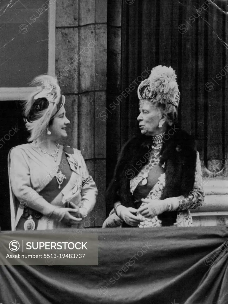 Royal Wedding -- A Delightful Picture of ***** Majesties the Queen and ***** on the balcony of Buckingham Palace. Summing it *****. November 20, 1947.