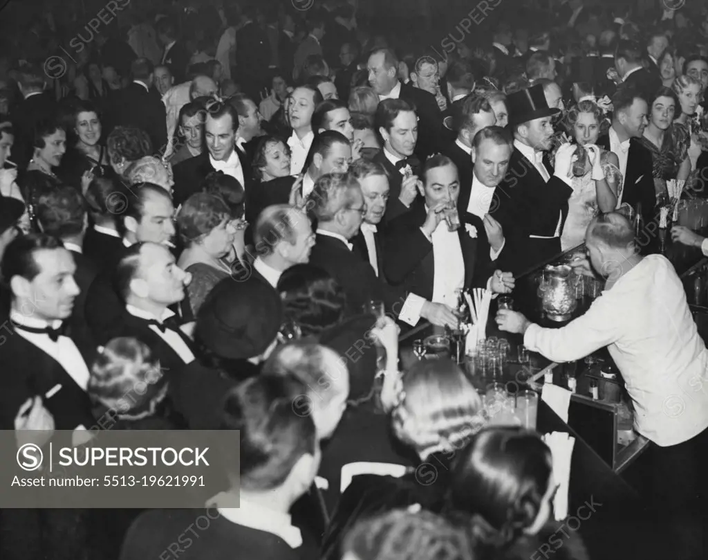 At The Met Bar -- Here is a general view showing opening night patrons at the bar at the Metropolitan Opera House in New York City, Nov. 29. 1937. January 29, 1954. (Photo by The Associated Press).