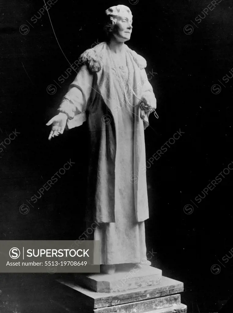 Mrs. Pankhurst StatueThe statue of Mrs. Pankhurst, the famous suffragette leader is being unveiled at Westminster tomorrow. March 03, 1930. (Photo by London News Agency Photos Ltd.).