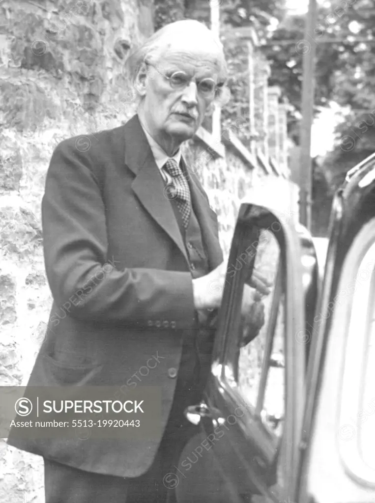 Professor Piccard Here -- Professor Auguste Piccard, Swiss-Born scientist, enters his car today. Piccard is preparing an underwater exploration with a Bathysphere which is being constructed. The Exploration will take place off the Island of Ponza, East of Naples. May 27, 1952. (Photo by The Associated Press Ltd.).