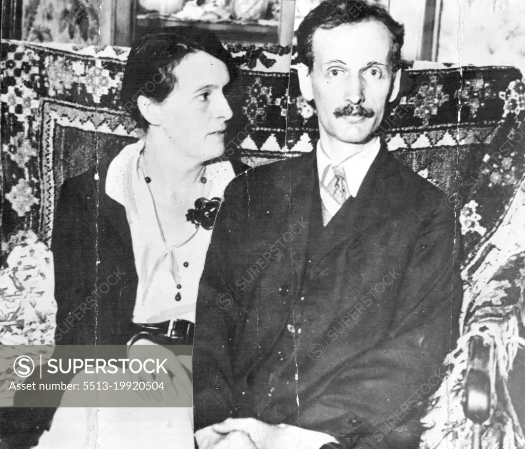 Mrs. Jean Piccard and her husband who is a twin brother of Professor Auguste Piccard. May 21, 1934. (Photo by The Associated Press of Great Britain Ltd.)