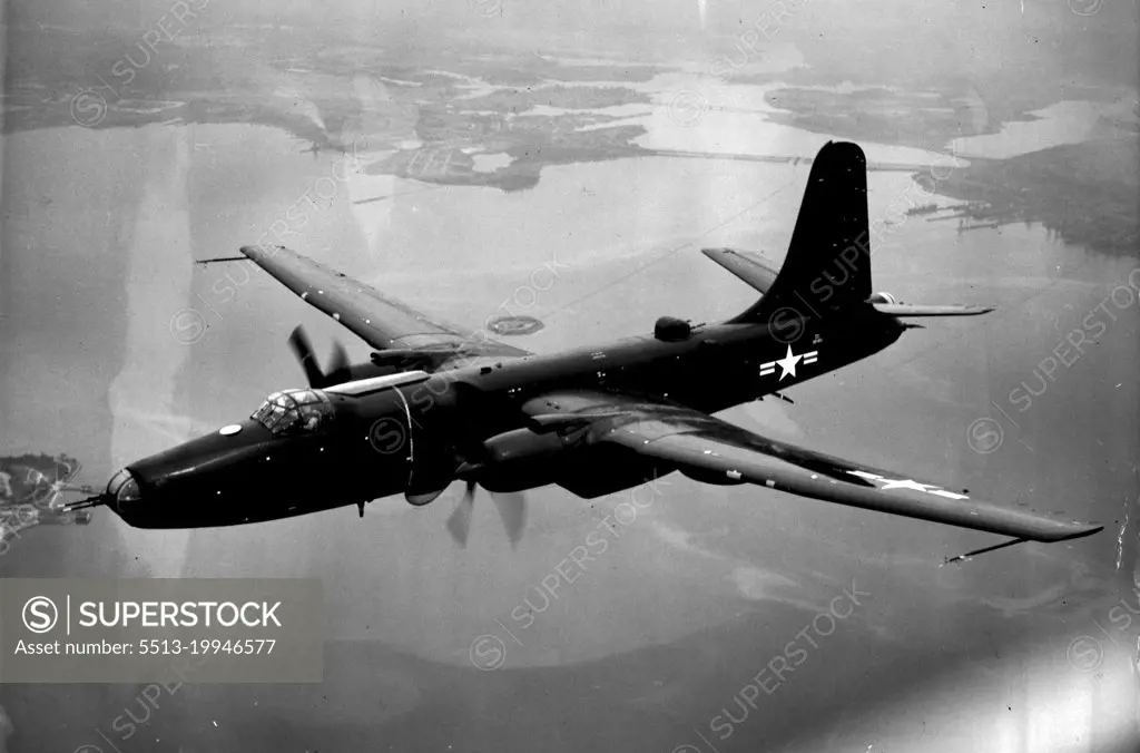 Photo reconnaissance and mine laying are among the many missions which can be performed by the Martin P4M-1 Mercator, shown in flight after its initial takeoff from Martin Airport near Baltimore on August 31. An experimental airplane is scheduled to be given its first public showing by the U.S. Navy at the National Air Races at Cleveland, Ohio, September 3, 4, and 5. The airplane pictured is the first of 19 Mercators being built for the Navy by The Glenn L. Martin Company. Although looking like a twin-engine airplane, the same nacelles which house the Pratt & Whitney wasp Major engines also contain Allison J-33 jet engines for additional power when needed. November 23, 1949. (Photo by The Glenn L. Martin Company).