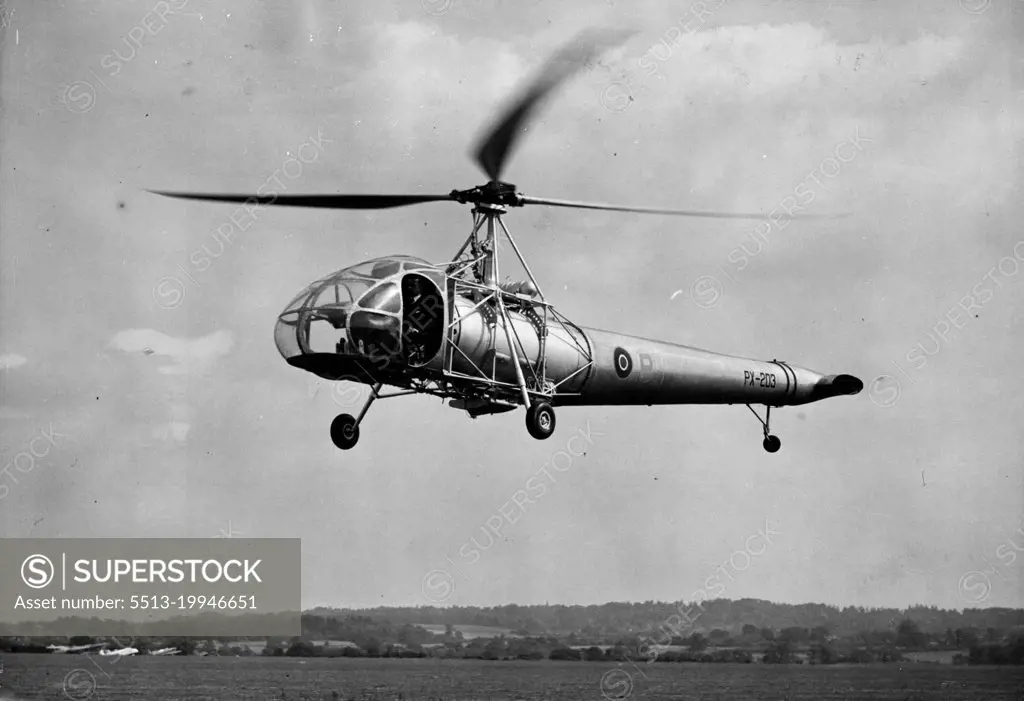 Jet Helicopter Makes Its Debut -- The Cierva W.9. jet-helicopter hovering over the landing ground at the Southampton Air Pageant to-day (Saturday). The Cierva W.9. an experimental helicopter, the only single rotor British helicopter flying at the present time, made its public debut at the Southampton Air Pageant today (Saturday). The main feature of this new aircraft is what the torque is compensated for by the introduction of an air jet at the rear of the aircraft, taking the place of the conventional airscrew. June 22, 1946.