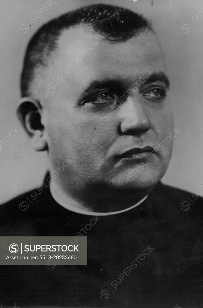 The Ministerial Crisis In Czechoslovakia - Portrait of Dr. J. Tiso, President of the Republic of Slovakia. March 13, 1939. (Photo by Sport & General Press Agency Limited).