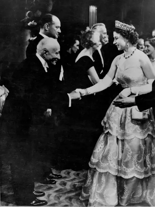 Adolph Zukor meets the Queen. February 19, 1954.