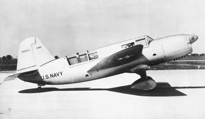 The U.S. Navy's Fighting Force Above The Sea -- The Curtiss "Seagull" (S03C) scouting plane is one of the latest in its field. It can be equipped with floats or wheels. November 16, 1942.