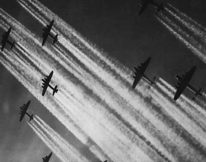 9 Smoke Screens (See Also Hendon Air Pageants 24 B). July 10, 1944. (Photo by U.S. Office of War Information Picture).