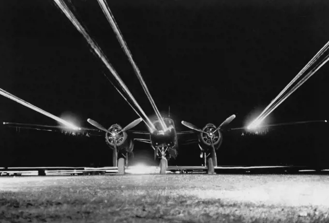 A U.S. air force B26 light bomber has its 14 forward firing 50 caliber machine guns tested at an airfield in Korea prior to a night mission against Communist targets. October 22, 1952. (Photo by Far East Air Force Photo).