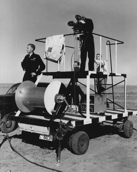 Flt. Lt. J. Espie sighting a returning Jindivik and directing the pilotless plane by radio to a perfect landing. May 01, 1953.