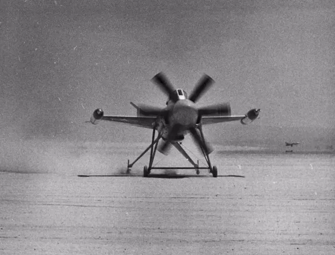 ***** project which first flew on a tether inside its hangar. August 8, 1955. (Photo by Look Magazine).