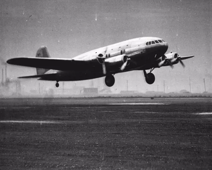 New Boeing Stratsphere Plane Receives Tests - Test pilot Edmund T. Allen takes the new Boeing stratoliner into the air for the first time during a series of short mops about the field here. These tests are preliminaries before the regular test flights and are designed to check the instruments and controls. January 2, 1939. (Photo by Wide World Photo).