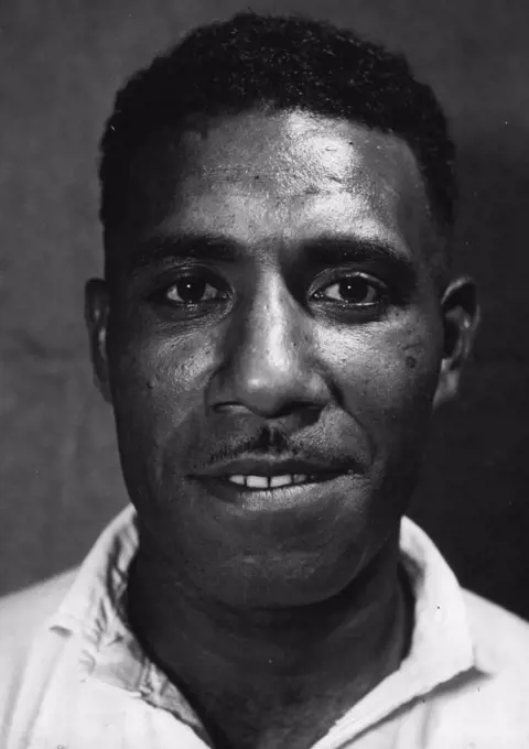 Forward Sivaniolo Naulago, one of the newcomers to Fiji's side for today's Rugby Union match at Manly. He weighs 15st 7lb. July 09, 1952.