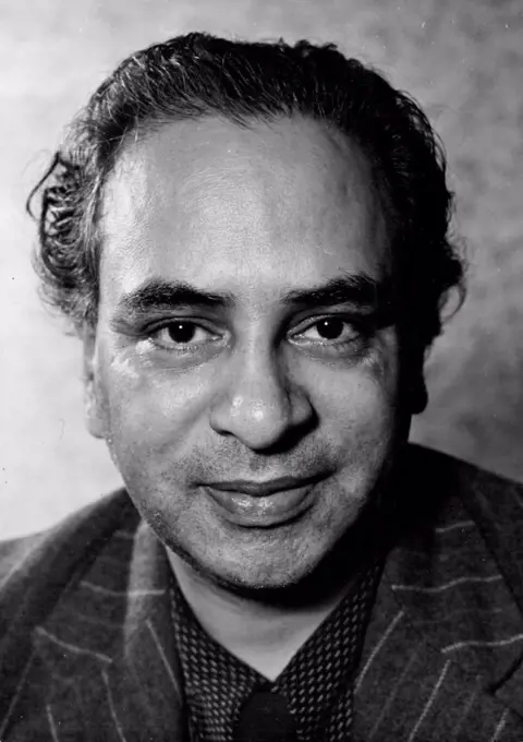 Indian Personalities: Dr. Mulk Raj Anand.India's foremost author and art critic. He wrote "Coolie", and "Untouchable". Was one of the judges in the "Unknown Political Prisoner" sculpture exhibition in London. August 27, 1954. (Photo by Jitendra Arya, Camera Press).