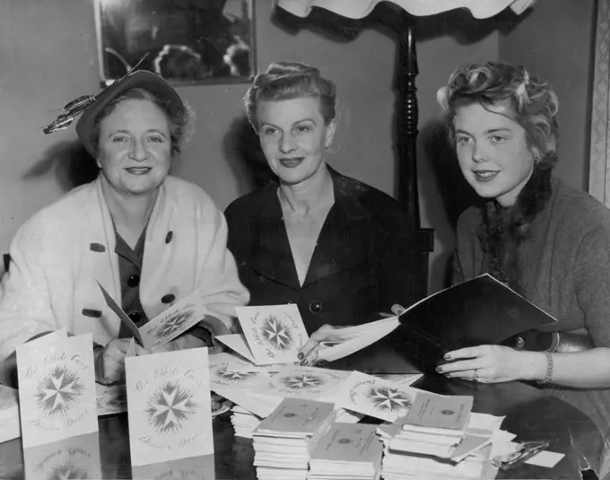 White Cross Ball Cmttee - Mrs. Phil Yates, Mrs. Paul Haege, Mrs. Peter Spencer. May 19, 1955. (Photo by George Lipman/Fairfax Media).