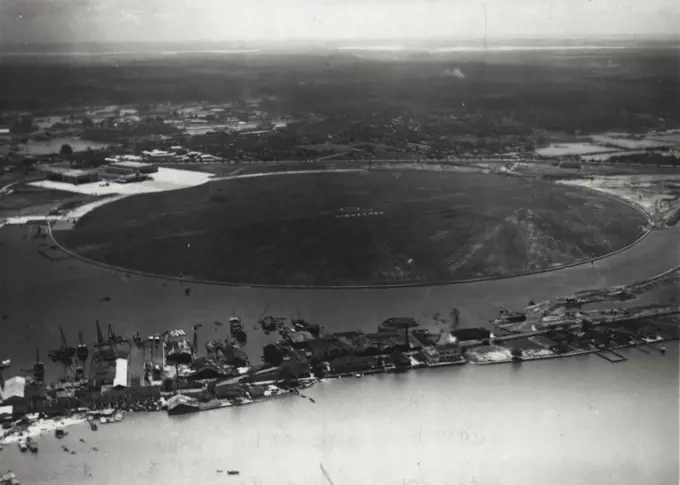 Singapore's £1,000,000 Airport from the air Another view from the seaward side of Singapore Island. December 06, 1937.   