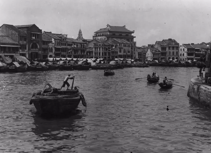 Raffles Quay, section of Singapore Harbour. January 30, 1942.