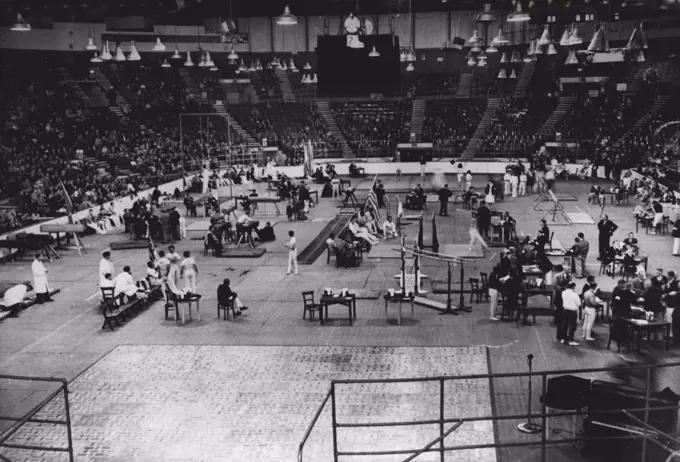 Olympic Games : Olympic Games Gymnastics at Earl's Court.General view during the displays. August 12, 1948. (Photo by Reuterphoto).