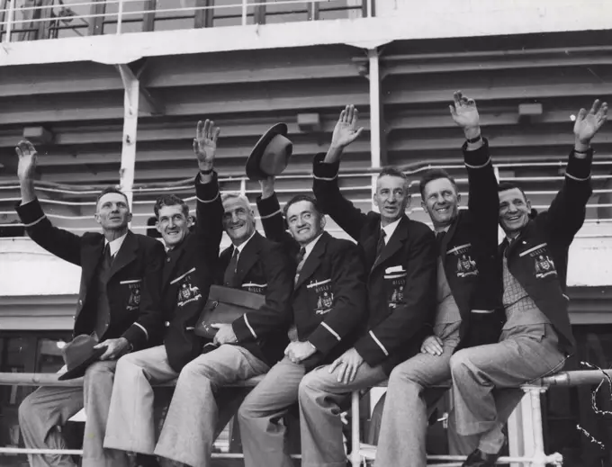 Olympic Games and Bisley rifle shooting are the objectives of these sportsmen who sailed for London today in the Orion. April 18, 1948.