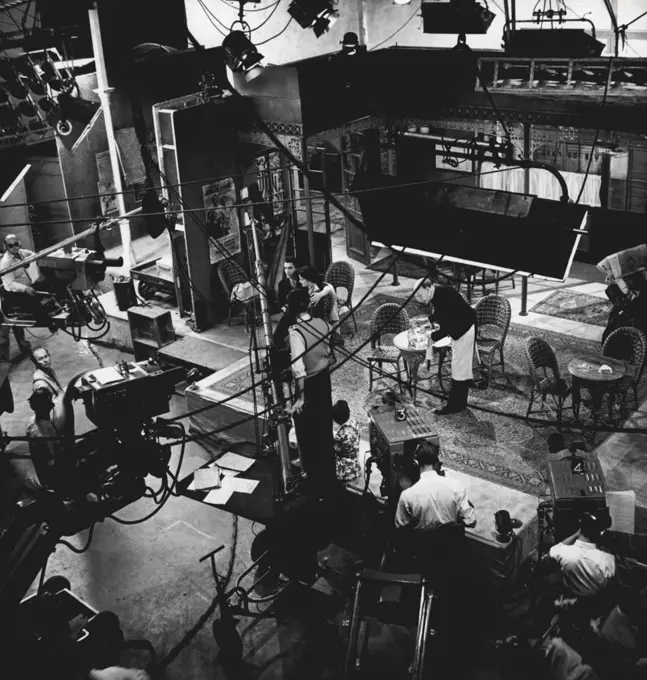 How A BBC Television Play Is Produced -- Series of photographs Taken of 'Eurydice' by Jean Anouilh. Producer Rudolph Cartier.The cameras close in during rehearsal. July 1, 1955. (Photo by BBC Television Service).