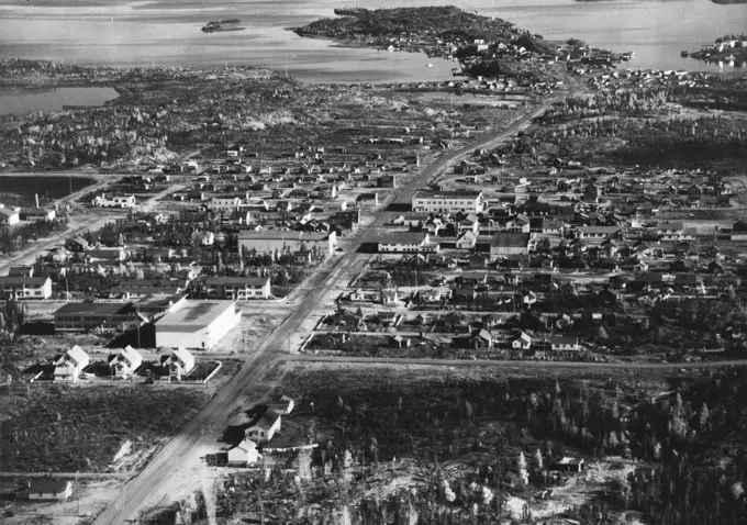 Duke Of Edinburgh To Visit Canadian Arctic -- A general view of Yellowknife, Northwest Territory of Canada, typical of the settlements which The Duke of Edinburgh will see during his visit to Canada's Arctic.During his visit to Canada next July/August for the Empire Games, H.R.H. The Duke of Edinburgh, will, at his own request, travel to the Canadian Arctic, during which time he will visit many places of interest in the Northwest Territory. November 2, 1953. (Photo by Fox Photos).