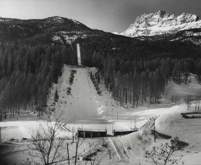 Expecting Company (Sixth Of Seven) -- This is the Olympic ski Jump at Cortina D'Ampezzo, site of the 1956 Winter Olympic Games. August 19, 1955. (Photo by United Press).