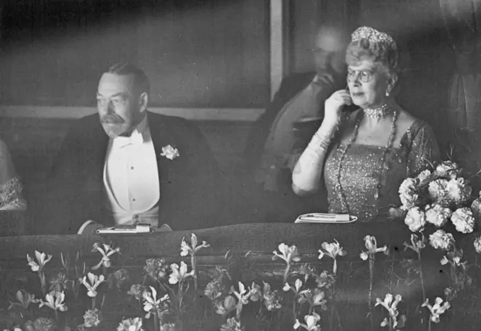 The King And Queen At The Royal Command Performance - The King and Queen watching the performance.The King and Queen, accompanied by the Duke and Duchess of York, were present at the royal command performance at the London Palladium. July 3, 1933. (Photo by Central News).