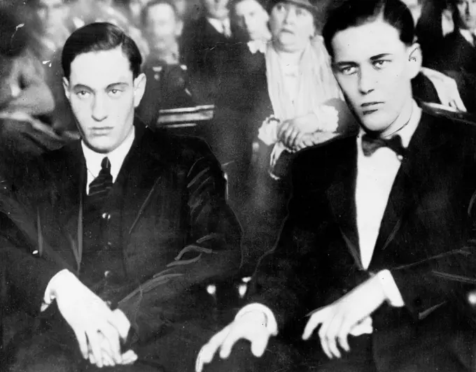 Leopold (left) and Loeb at their trail. Too much money and the thrill-killer 1920's led them to commit a Callous, planned crime. Leopold was good looking, well educated when, at 19, he went to prison for life. June 01, 1955. (Photo by Associated Press Newsphoto).